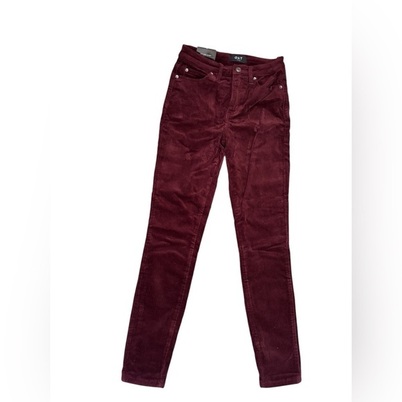 NWT Oat NY Burgundy Corduroy High Rise Skinny Jeans with Stretch size 25 - Picture 2 of 7